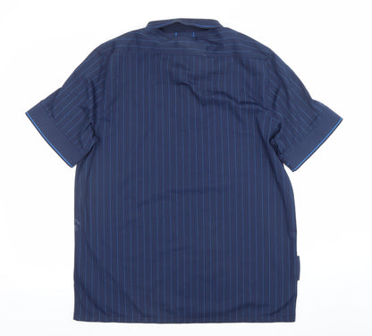 Nike Arsenal Mens Navy Blue Pinstripe Polo L Football Shirt