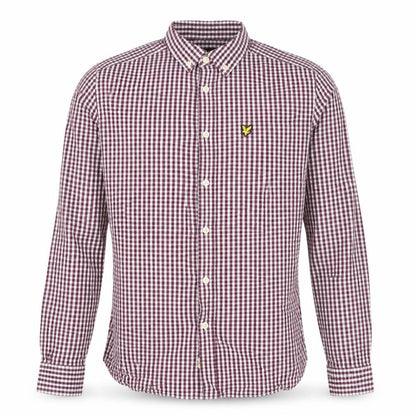 Lyle & Scott Men's Red Check Slim Fit Long Sleeve Button-Up Shirt M