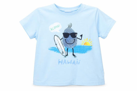 Zara Girls Light Blue Hawaii Graphic Cotton T-Shirt 2-3 Years Summer Casual