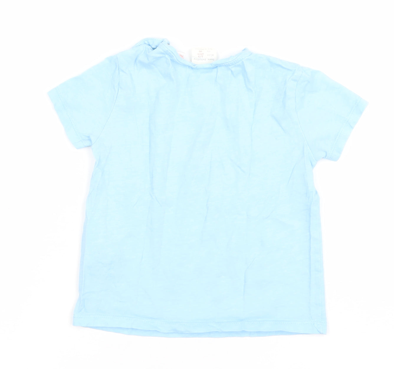 Zara Girls Light Blue Hawaii Graphic Cotton T-Shirt 2-3 Years Summer Casual
