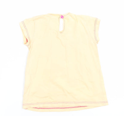 Kole Girls Beige Cotton Short Sleeve Graphic T-Shirt 12 Months