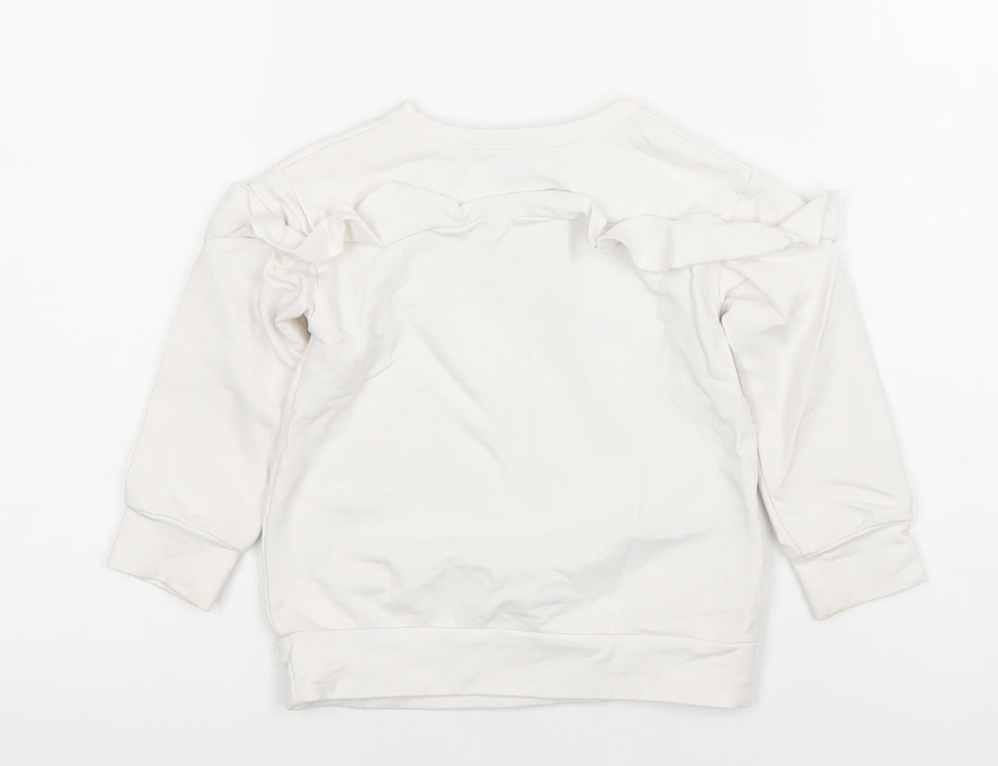 Mayoral Girls Ivory Long Sleeve 'Squad' Ruffle Pullover T-Shirt 2 Years