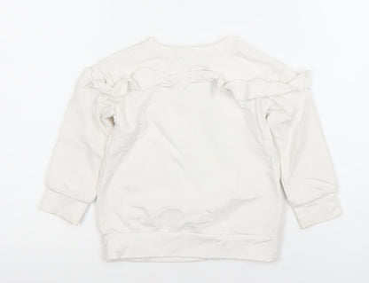 Mayoral Girls Ivory Long Sleeve 'Squad' Ruffle Pullover T-Shirt 2 Years