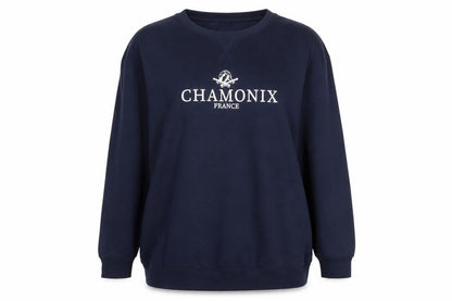 Front view of Dunnes women’s navy chamonix france pullover sweatshirt large