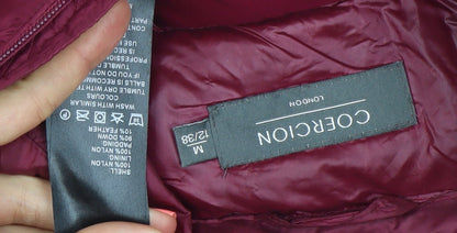 Coercion London Women's Red Puffer Jacket Size 12 Lightweight Down