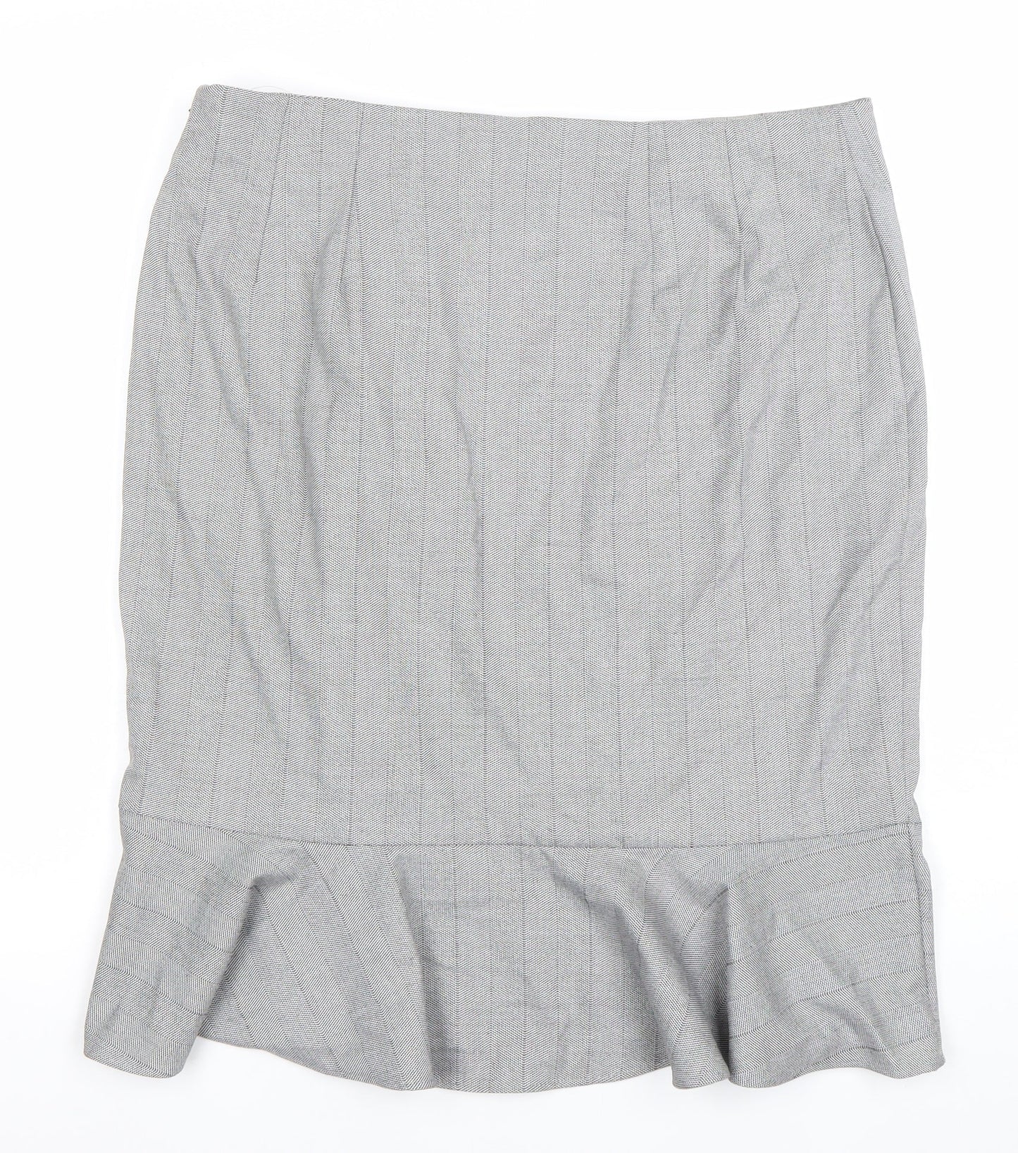 Marks and Spencer Women Grey Size 16 High Rise Ruffle Pencil Skirt