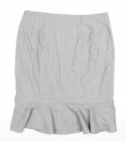 Marks and Spencer Women Grey Size 16 High Rise Ruffle Pencil Skirt