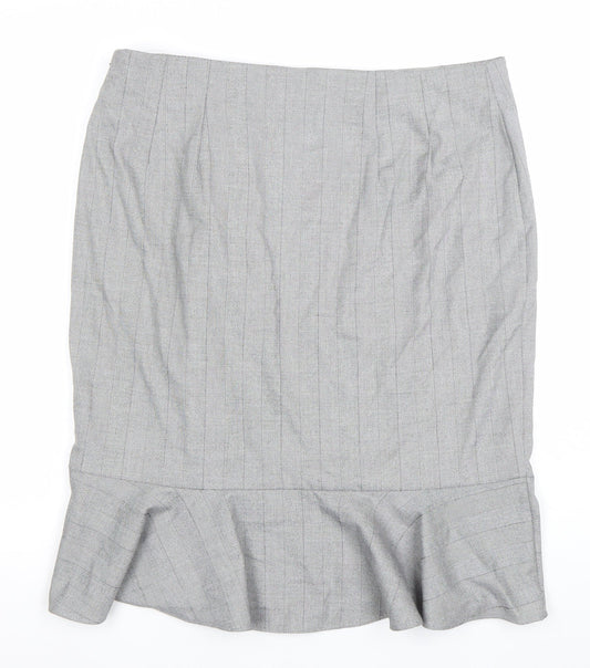 Marks and Spencer Women Grey Size 16 High Rise Ruffle Pencil Skirt