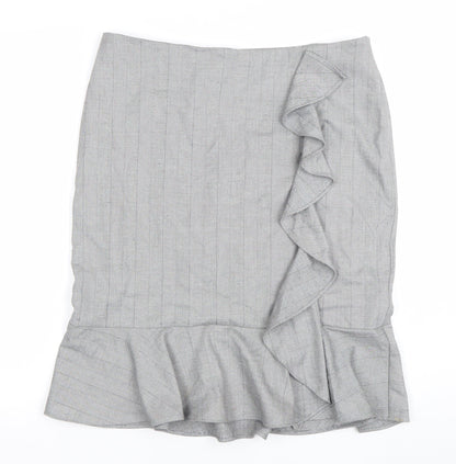 Marks and Spencer Women Grey Size 16 High Rise Ruffle Pencil Skirt
