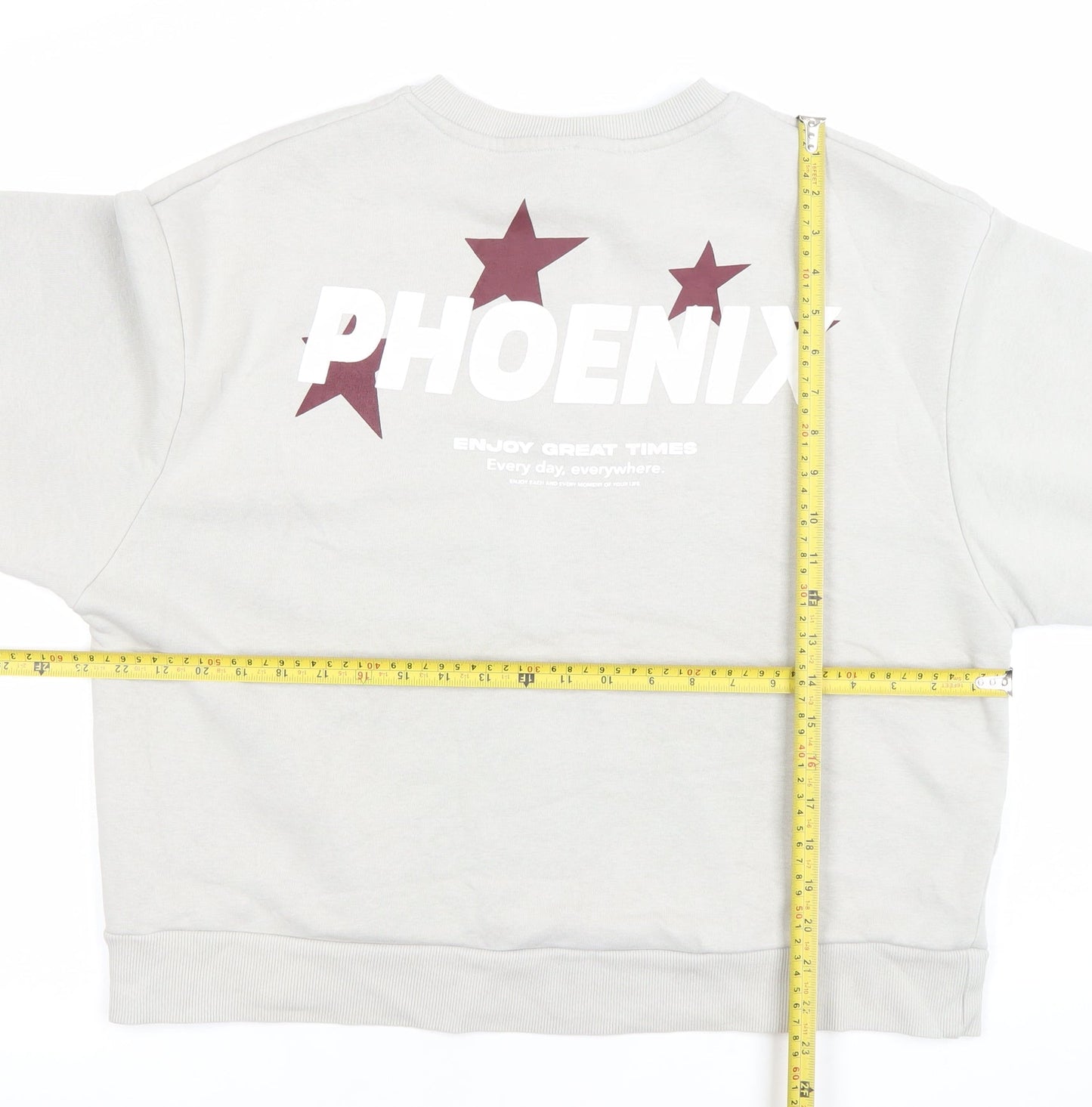 Stradivarius Women's Grey Phoenix Print Pullover Sweatshirt Size S
