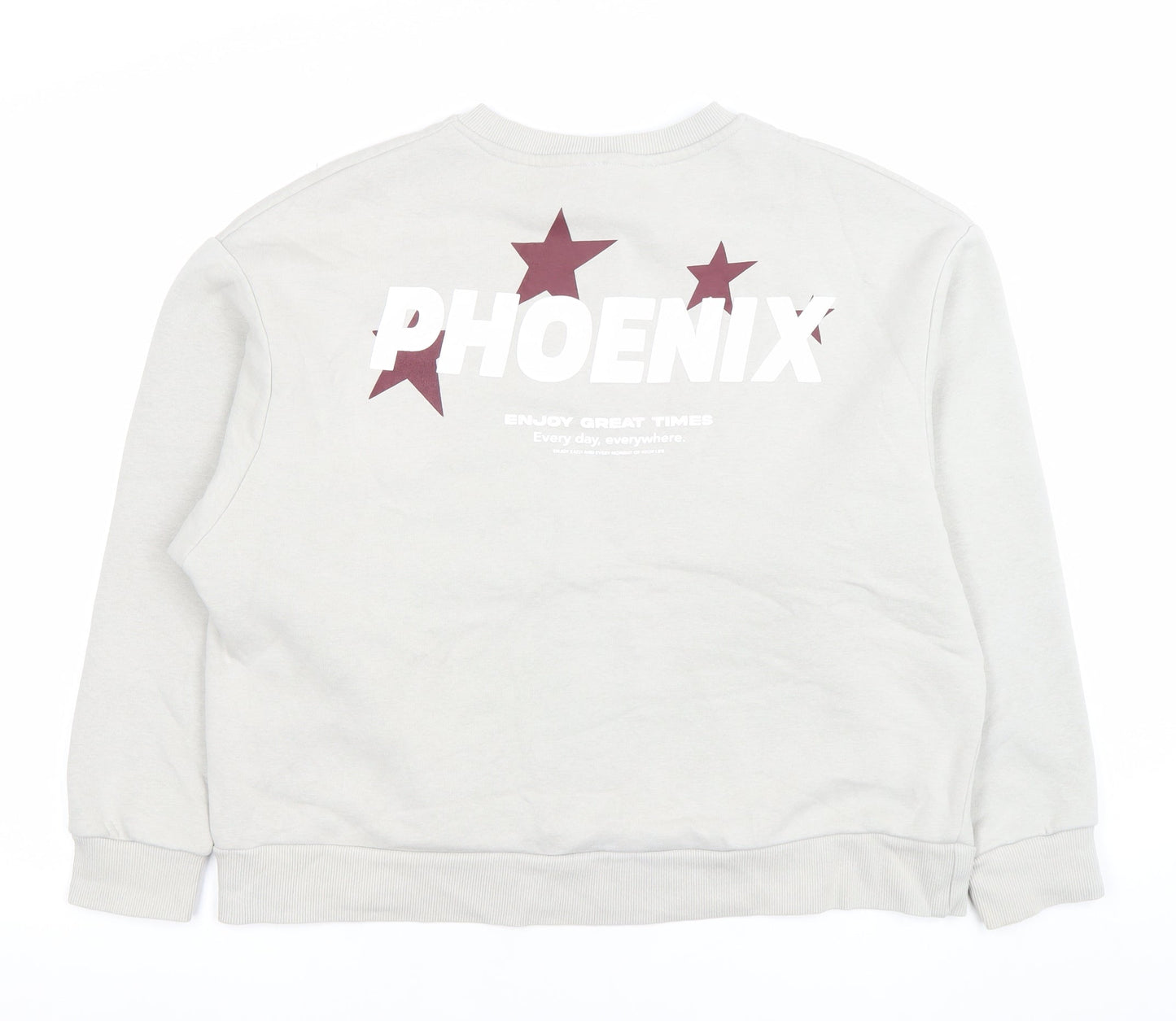 Stradivarius Women's Grey Phoenix Print Pullover Sweatshirt Size S