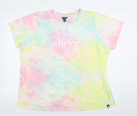 Ellesse Womens Multicoloured Tie-Dye Cotton T-Shirt UK 24