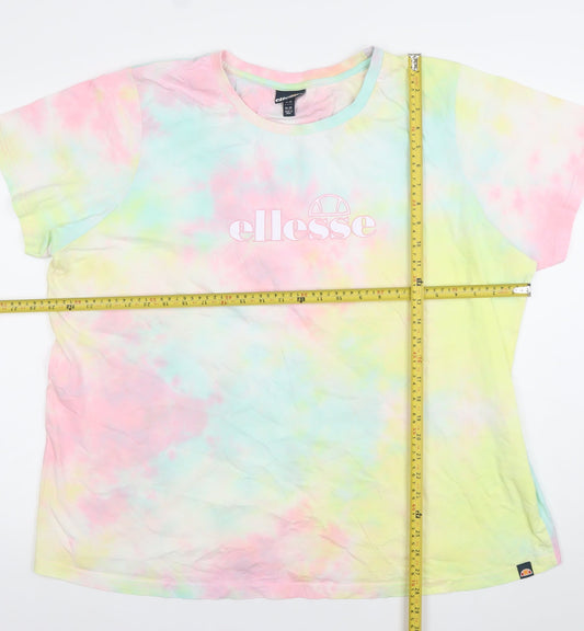 Ellesse Womens Multicoloured Tie-Dye Cotton T-Shirt UK 24