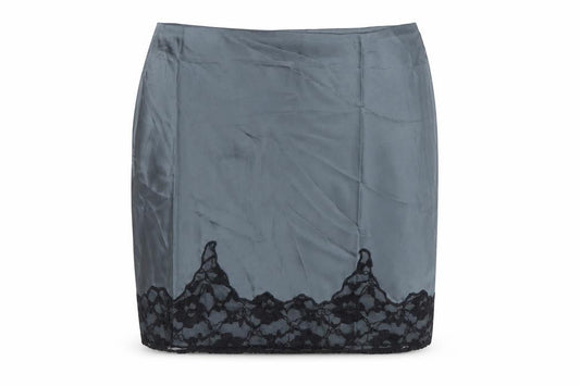 ASOS DESIGN Women’s Grey Lace Trim Satin Pencil Skirt Size 10