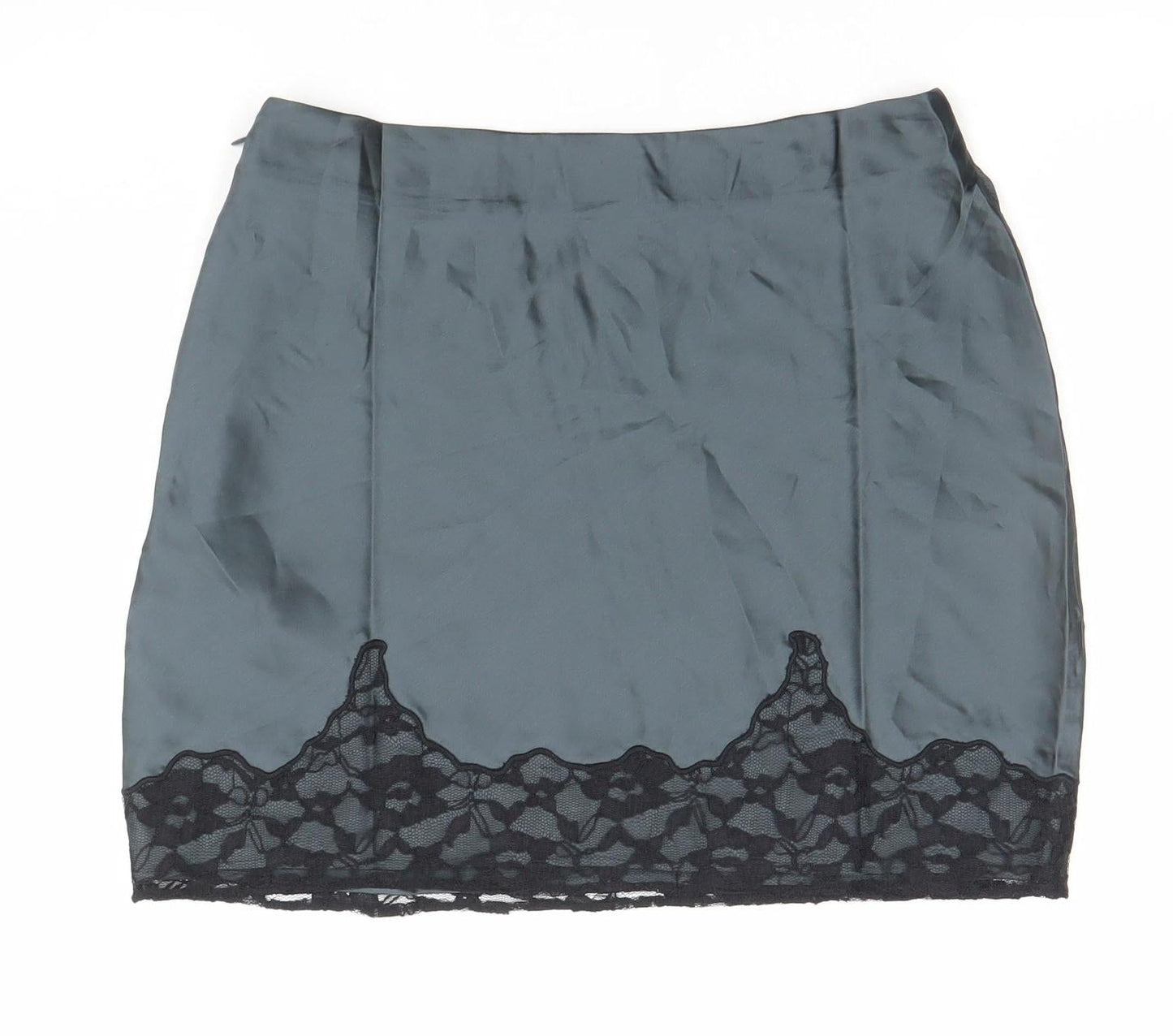 ASOS DESIGN Women’s Grey Lace Trim Satin Pencil Skirt Size 10