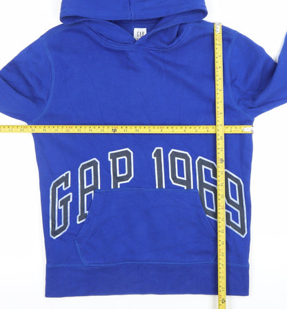 GAP Kids Boys Blue Pullover Hoodie Size XXL 160cm Cotton Graphic Print