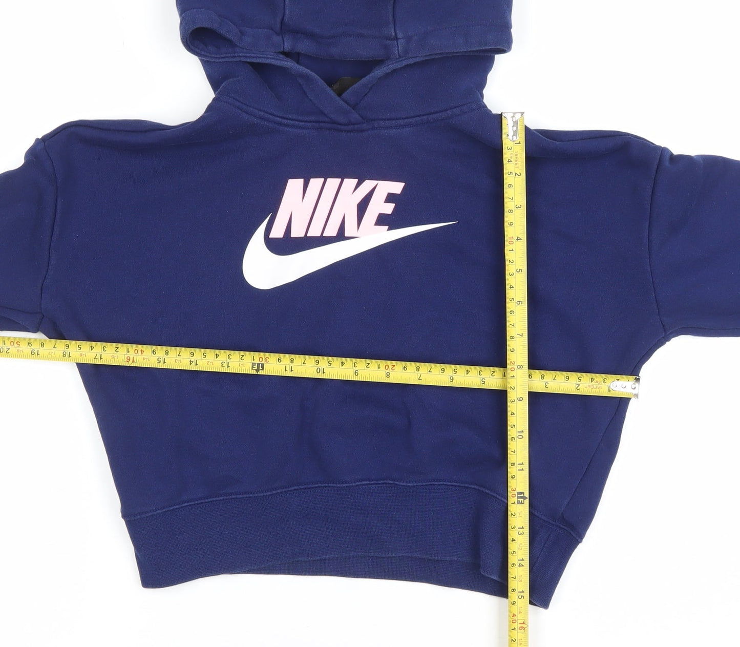 Nike Girls Blue XL Pullover Fleece Hoodie with Logo Print