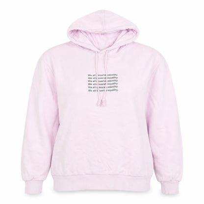 Monki Women's Pink Pullover Hoodie Small Cotton-Poly Equality Print