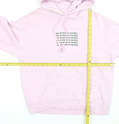 Monki Women's Pink Pullover Hoodie Small Cotton-Poly Equality Print