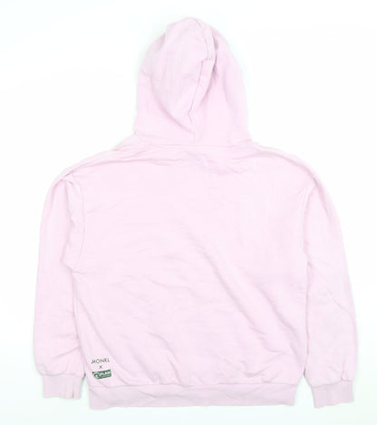 Monki Women's Pink Pullover Hoodie Small Cotton-Poly Equality Print