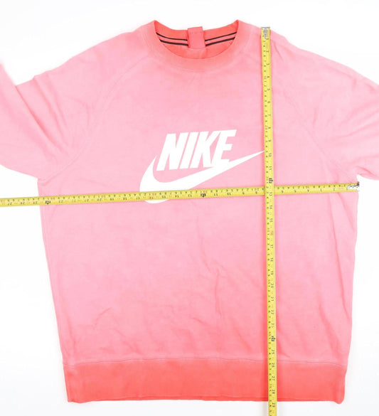 Nike Womens Pink Crew Neck Pullover Sweatshirt XL Cotton Logo Print