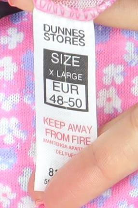 Dunnes Stores Women's Pink Floral Ruffle Sleeveless V-Neck Blouse XL