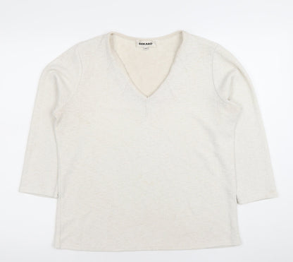 Gerard Women's Ivory V-Neck 3/4 Sleeve Stretch Top Size 16