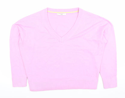 Next Women Pink V-Neck Acrylic Knit Jumper M