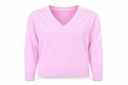 Next Women Pink V-Neck Acrylic Knit Jumper M