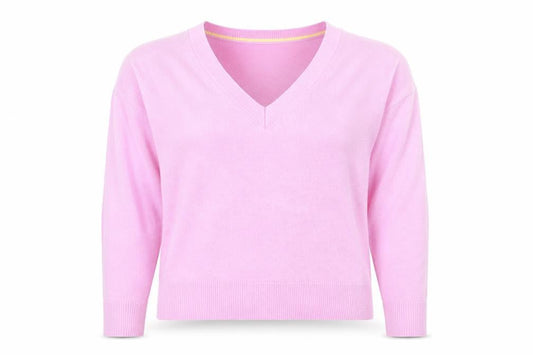 Next Women Pink V-Neck Acrylic Knit Jumper M