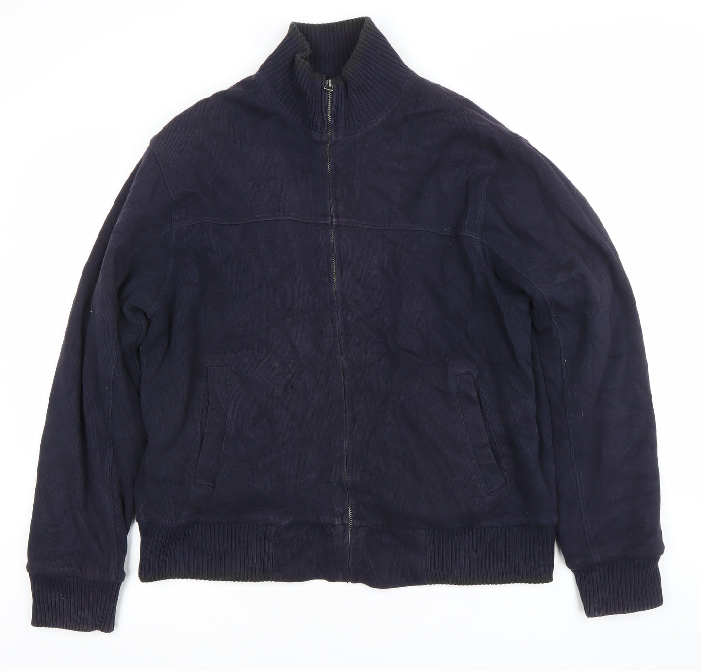 Marks and Spencer Blue Harbour Men's Blue Medium Cotton Bomber Jacket