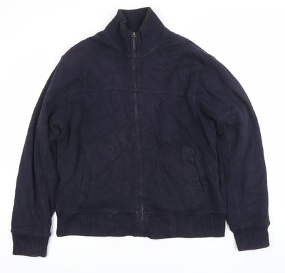 Marks and Spencer Blue Harbour Men's Blue Medium Cotton Bomber Jacket