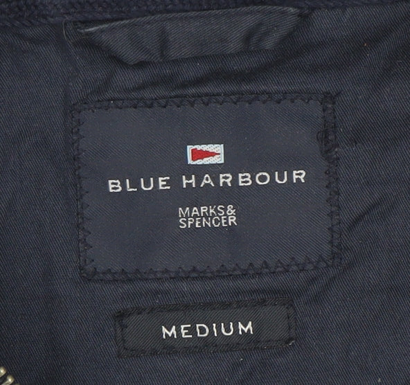 Marks and Spencer Blue Harbour Men's Blue Medium Cotton Bomber Jacket
