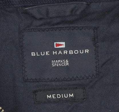 Marks and Spencer Blue Harbour Men's Blue Medium Cotton Bomber Jacket