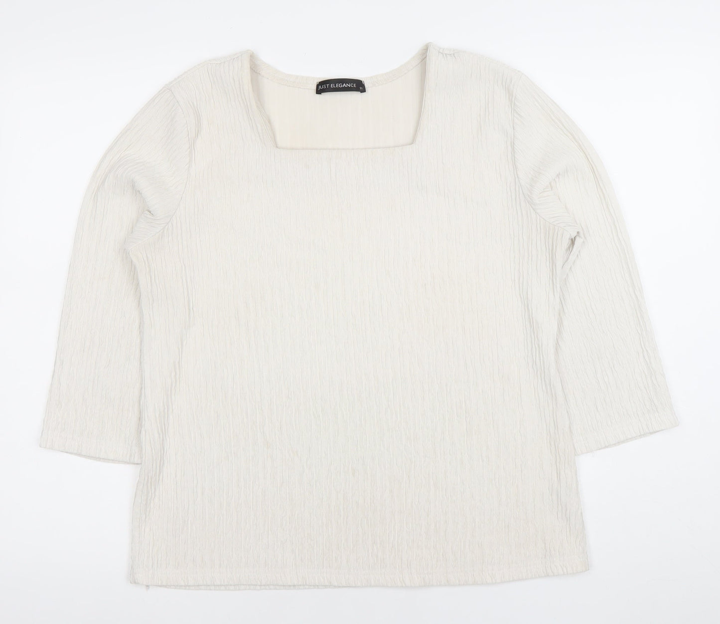 Just Elegance Women Ivory Square Neck 3/4 Sleeve Blouse Size 16
