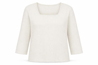 Just Elegance Women Ivory Square Neck 3/4 Sleeve Blouse Size 16