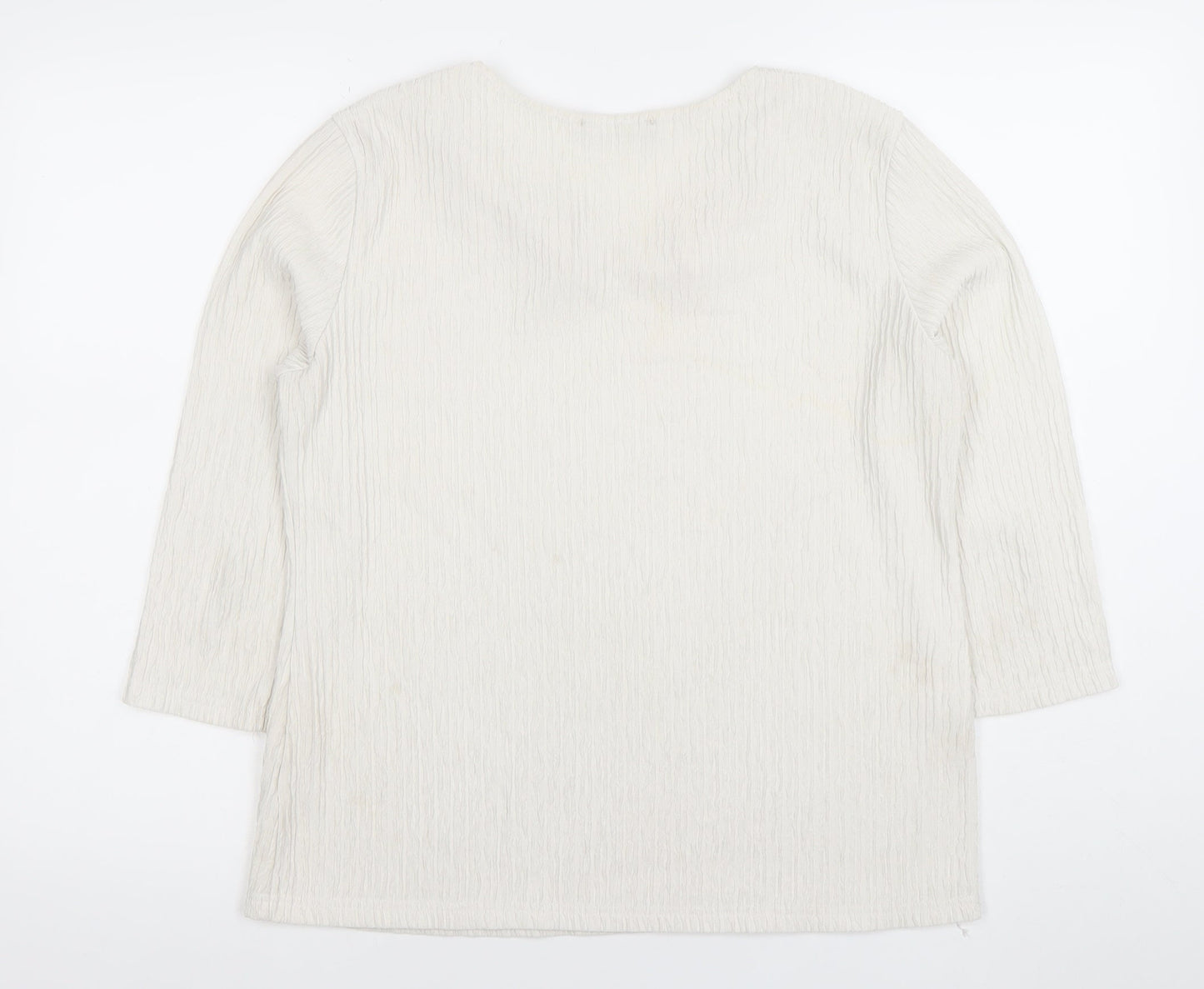 Just Elegance Women Ivory Square Neck 3/4 Sleeve Blouse Size 16