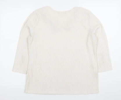 Just Elegance Women Ivory Square Neck 3/4 Sleeve Blouse Size 16