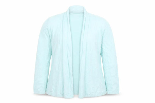 Front view of Dunnes Women Blue Lightweight Long Sleeve Open Cardigan, size 12