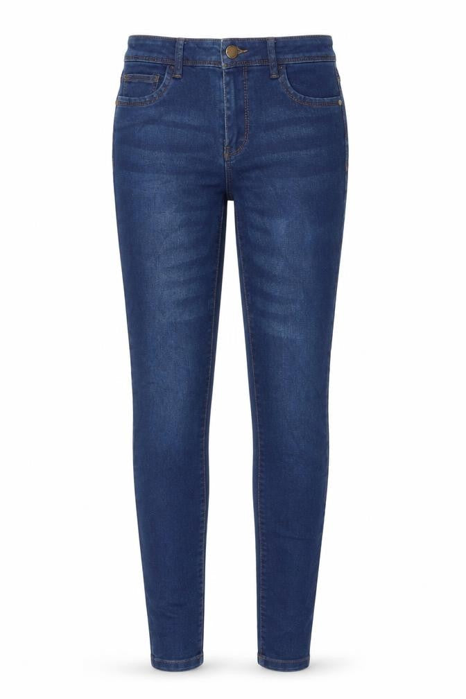 Front view of Denim Co women’s blue skinny stretch jeans, size UK 8
