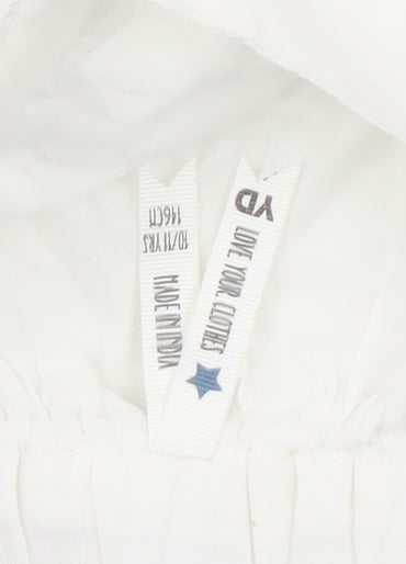 Y.D. Girls White & Blue Embroidered Cotton A-Line Skirt 10-11 Years