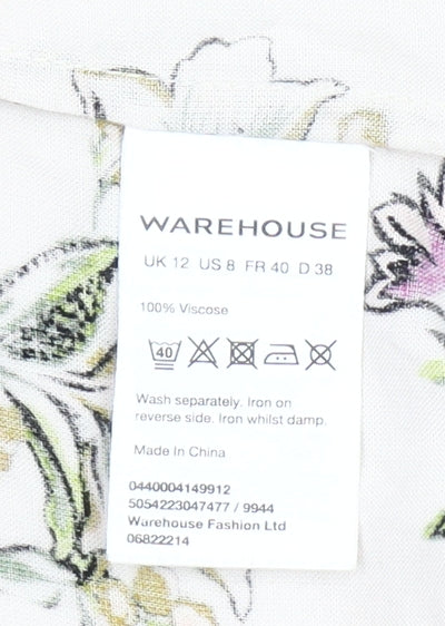Warehouse Women’s Multicoloured Floral Kimono Blouse UK 12