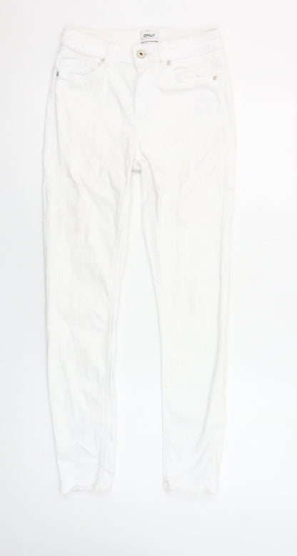 ONLY Women's White Ankle Skinny Jeans Size S/32 Mid Rise Stretch Denim