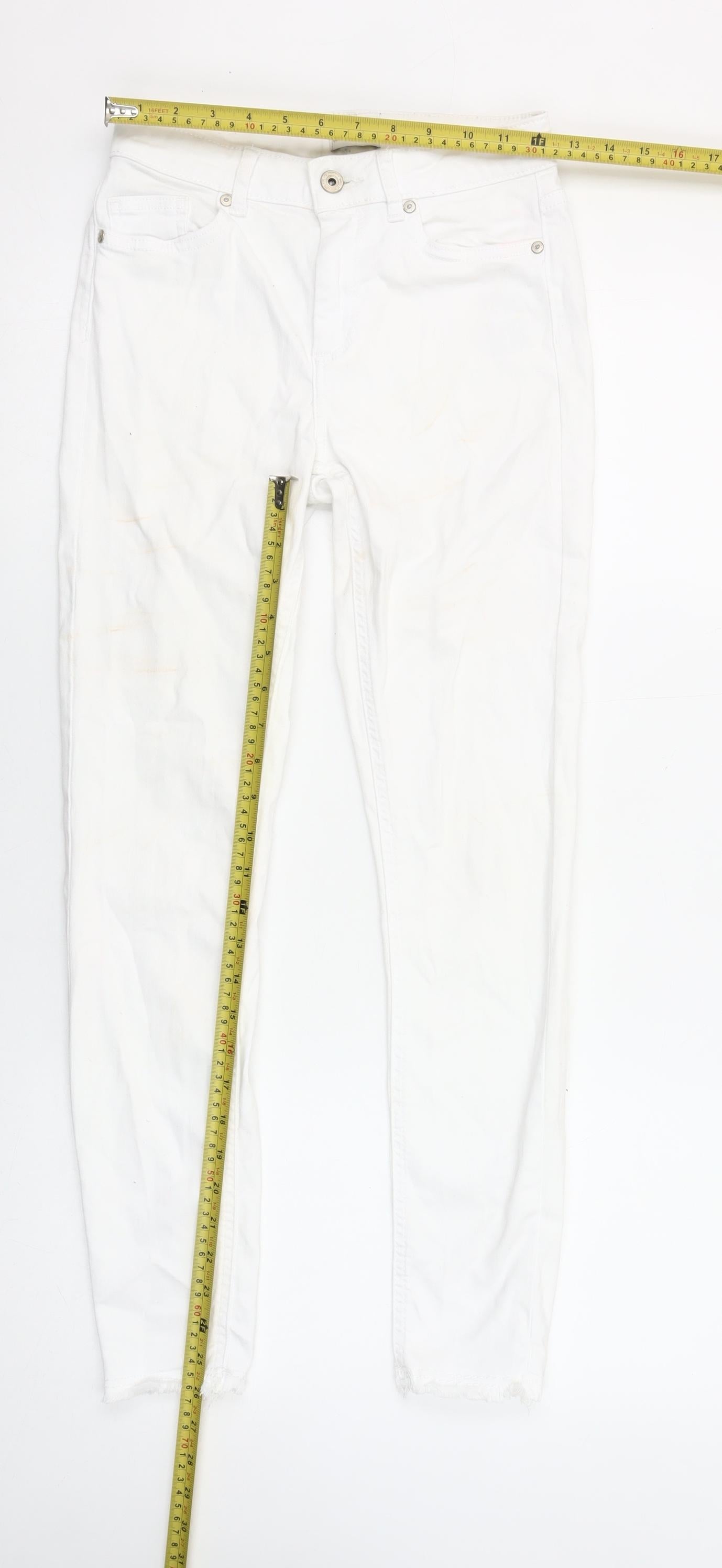 ONLY Women's White Ankle Skinny Jeans Size S/32 Mid Rise Stretch Denim