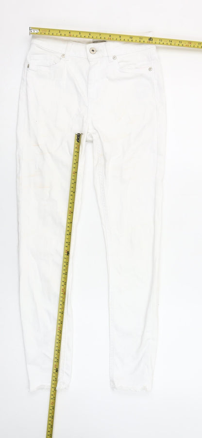 ONLY Women's White Ankle Skinny Jeans Size S/32 Mid Rise Stretch Denim
