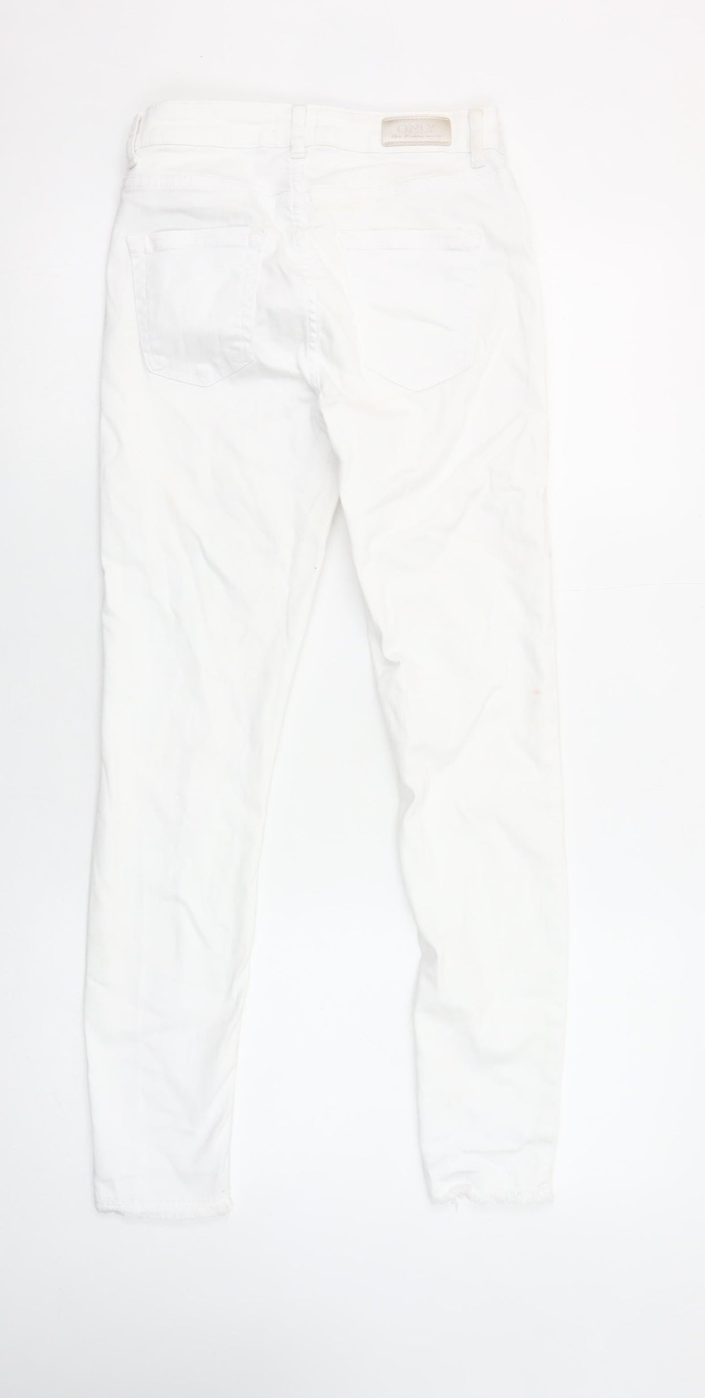 ONLY Women's White Ankle Skinny Jeans Size S/32 Mid Rise Stretch Denim