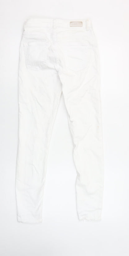 ONLY Women's White Ankle Skinny Jeans Size S/32 Mid Rise Stretch Denim