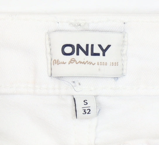ONLY Women's White Ankle Skinny Jeans Size S/32 Mid Rise Stretch Denim