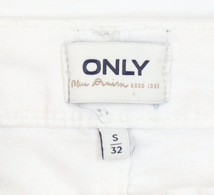 ONLY Women's White Ankle Skinny Jeans Size S/32 Mid Rise Stretch Denim