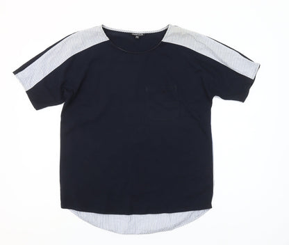 Warehouse Women’s Blue Striped Cotton T-Shirt UK 10